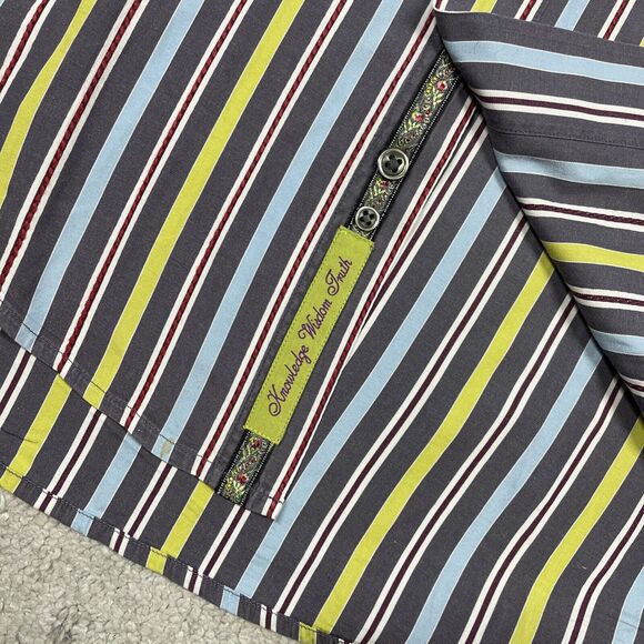 Robert Graham Shirt Mens Medium Button Up Rainbow Stripes Flip Cuffs Colorful - Picture 7 of 14